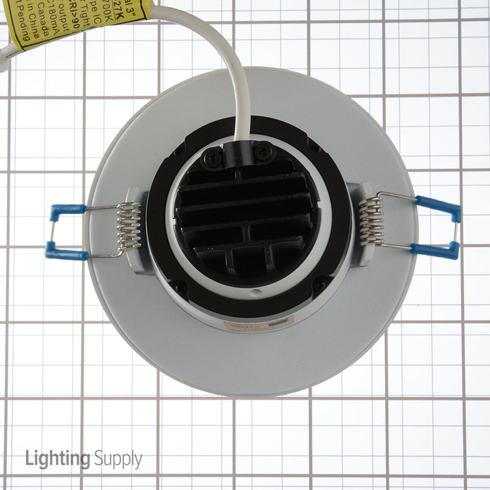 Lotus LED Lights 3 Inch Round Regressed Gimbal 7.5W LED 2700K White 38 Degree 580Lm Type IC Airtight Wet Locations Energy Star 90 CRI (LRG3-27K-WH)