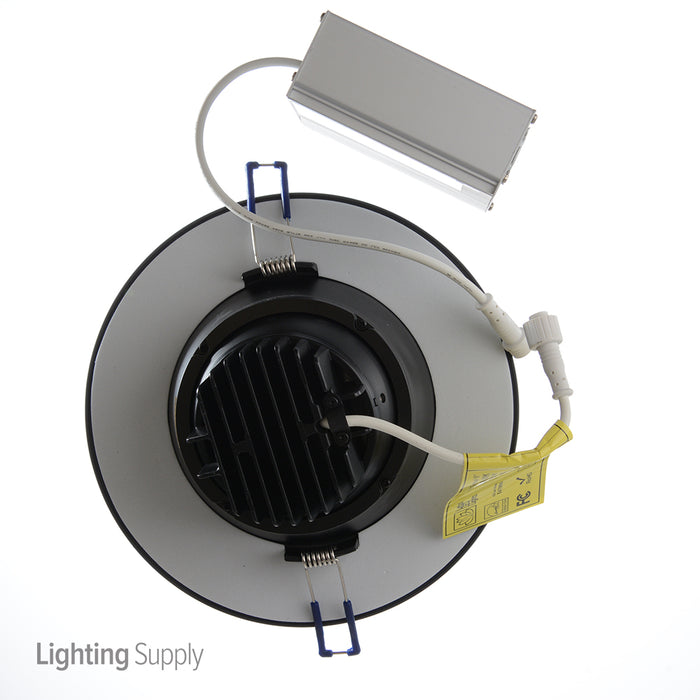 Lotus LED Lights 6 Inch Round Regressed Gimbal 15W LED 3000K Black 38 Degree 1250Lm Type IC Airtight Wet Locations Energy Star 90 CRI (LRG6-30K-BK)