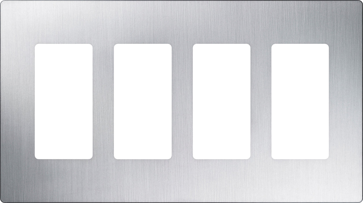 Lutron Claro Wall Plate 4-Gang Stainless Steel (CW-4-SS)