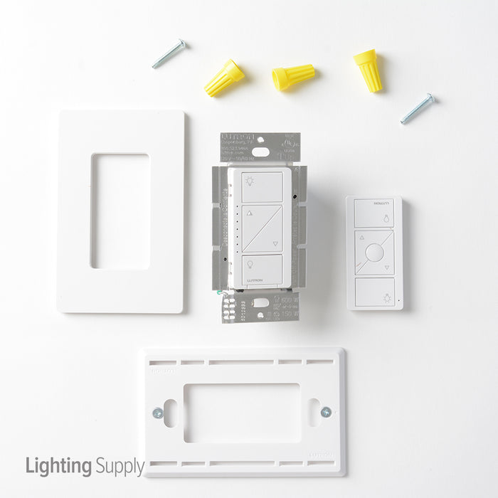 Lutron 600W RF Dimmer/ Remote Combination Kit White (P-PKG1W-WH)