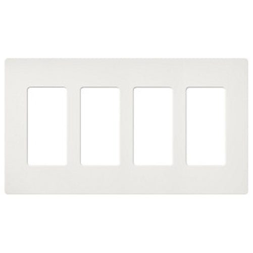Lutron Claro Screwless Satin Finish Wall Plate 4-Gang 8.37 Inch Wide X 4.69 Inch High Architectural White (SC-4-RW)