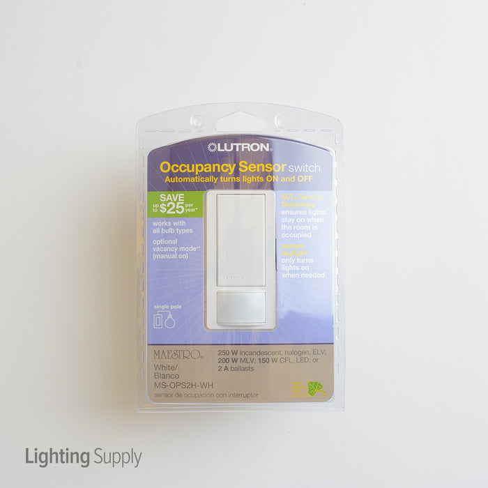 Lutron Maestro 2A Occupancy Sensor Single-Pole White Clamshell (MS-OPS2H-WH)