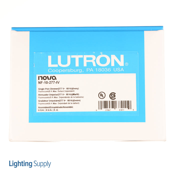 Lutron Nova 277V 8A Fluorescent Single-Pole Slide-To-Off Dimmer Ivory (NF-10-277-IV)