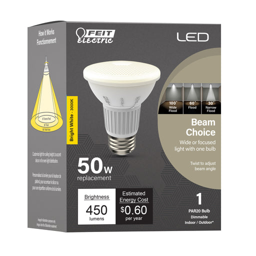 Feit Electric [50W Equivalent] Bright White PAR20 Dimmable BeamChoice LED Light Bulb (PAR20/ADJ/930CA)