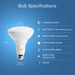 Feit Electric 7.2W [65W Equivalent] Tunable White CCT Selectable 2700K-6500K E26 Base BR30 Smart Wi-Fi Light Bulb (BR30/CCT/CA/AG)