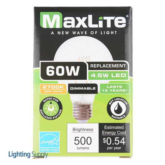 Maxlite 103744 Enclosed Filament 4.5W G25 Dimmable 2700K LED Lamp (EF4.5G25D27)