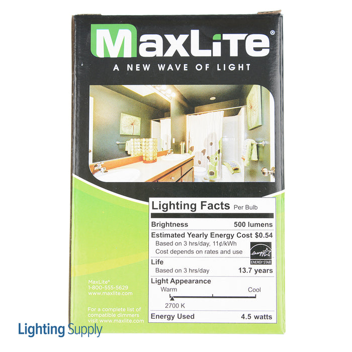 Maxlite 103744 Enclosed Filament 4.5W G25 Dimmable 2700K LED Lamp (EF4.5G25D27)