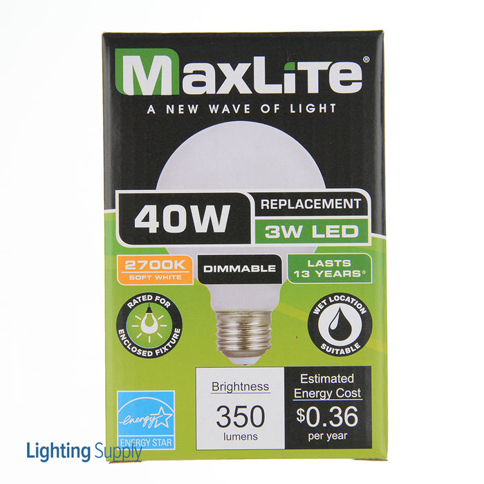 Maxlite 103766 Enclosed Frosted Filament 3W LED G25 2700K (EFF3G25D27)