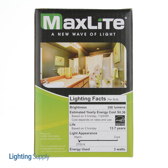 Maxlite 103766 Enclosed Frosted Filament 3W LED G25 2700K (EFF3G25D27)