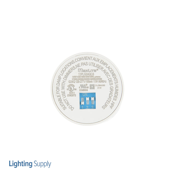 Maxlite 104744 11W PL Retrofit Lamp G24Q Base CCT Selectable 2700K/3000K/3500K/4000K/5000K Type B Non Dimming (11PLG24QCS)