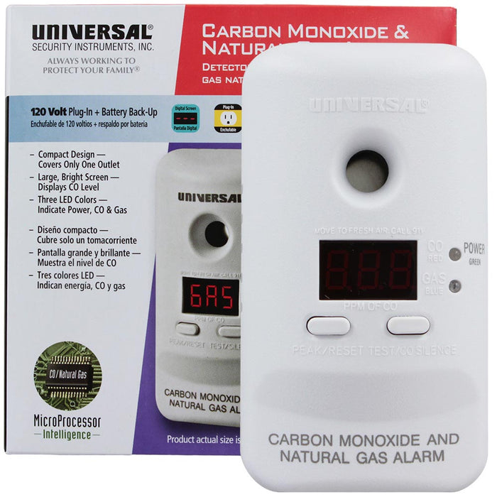 USI Plug-In 2-In-1 Carbon Monoxide And Natural Gas Smart Alarm With Battery Back Up (MCND401)