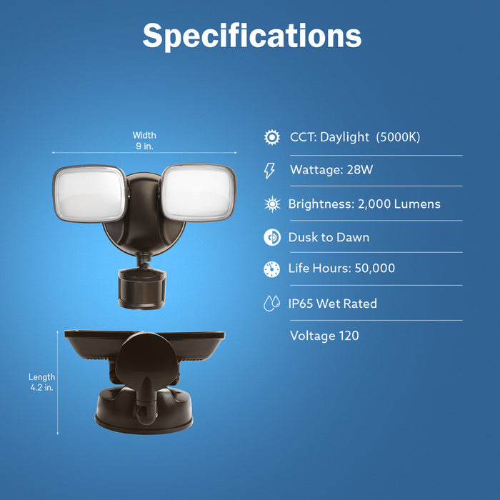 Feit Electric 28W Bronze Outdoor Integrated LED Flood Light With Motion Sensor (S9DFL/850/MOT/BZ)