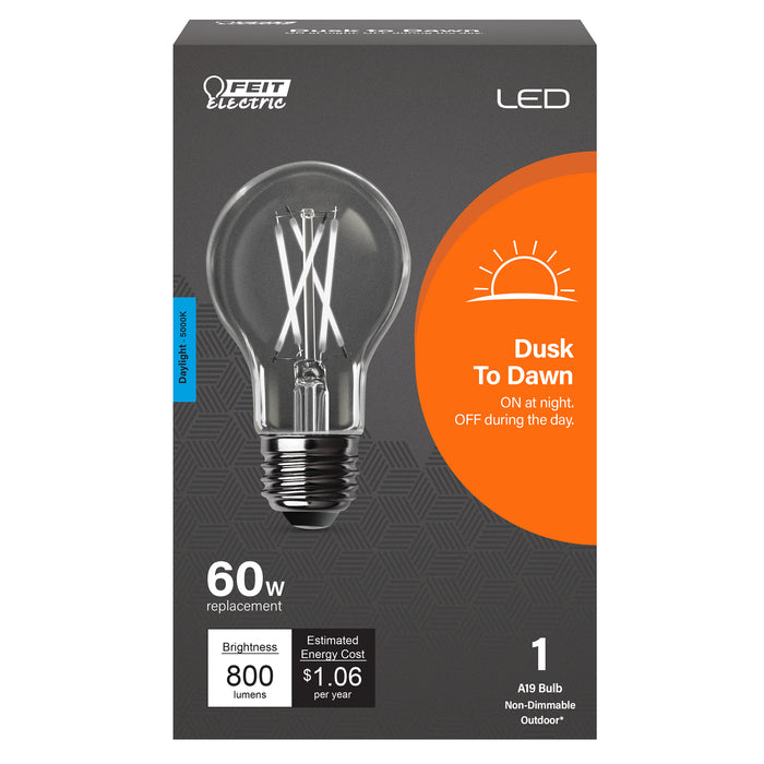 Feit Electric 8.8W Daylight 5000K E26 Base A19 Dusk To Dawn Filament LED Bulb (A800CL950CA/DD/LEDI)