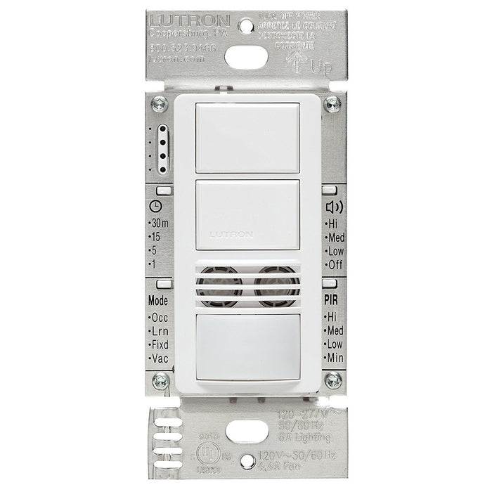 Lutron Maestro DV 6A Occupancy Sensor Single-Pole Dual-Technology White Dual Circuit (MS-A202-WH)