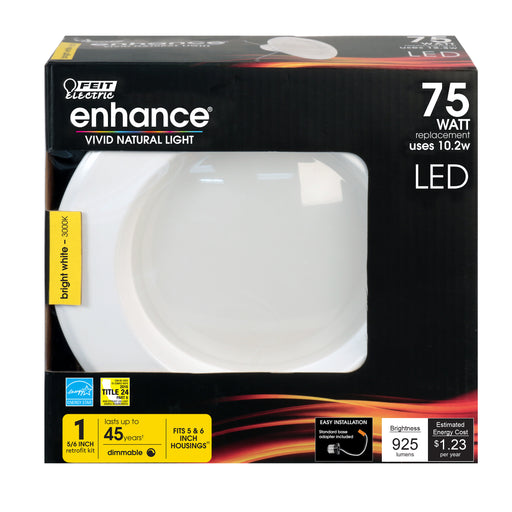 Feit Electric 5/6 Inch [75W Equivalent] Bright White 3000K Dimmable Enhance LED Recessed Downlight 6-Pack (LEDR56/930CA/6)