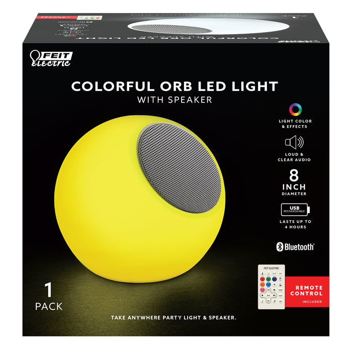 Feit Electric 8 Inch Rechargeable Color Changing LED ORB With Bluetooth Speaker (BTORB8RGBWBAT)