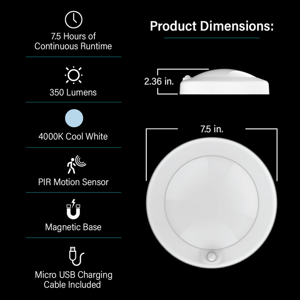 Feit Electric CM7.5/840/35/MOT/BAT 7.5 Inch Round Ceiling Fixture ...