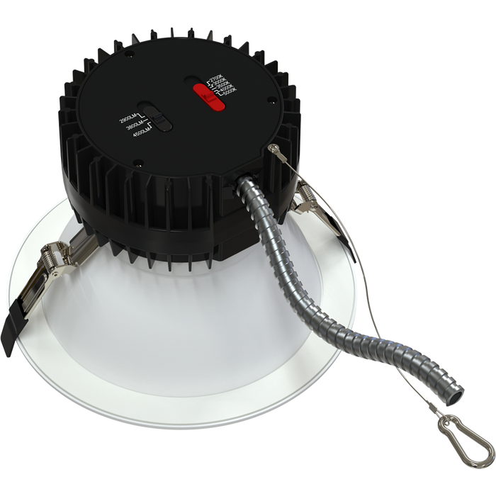 RAB 8 Inch Modular Downlight Kit Wattage/CCT Selectable 50W/40W/30W 2700K/3000K/3500K/4000K/5000K 30 to 50 Degree Adjustable Beam Angle 120-277V Dimmable (ND22-50-8RW)
