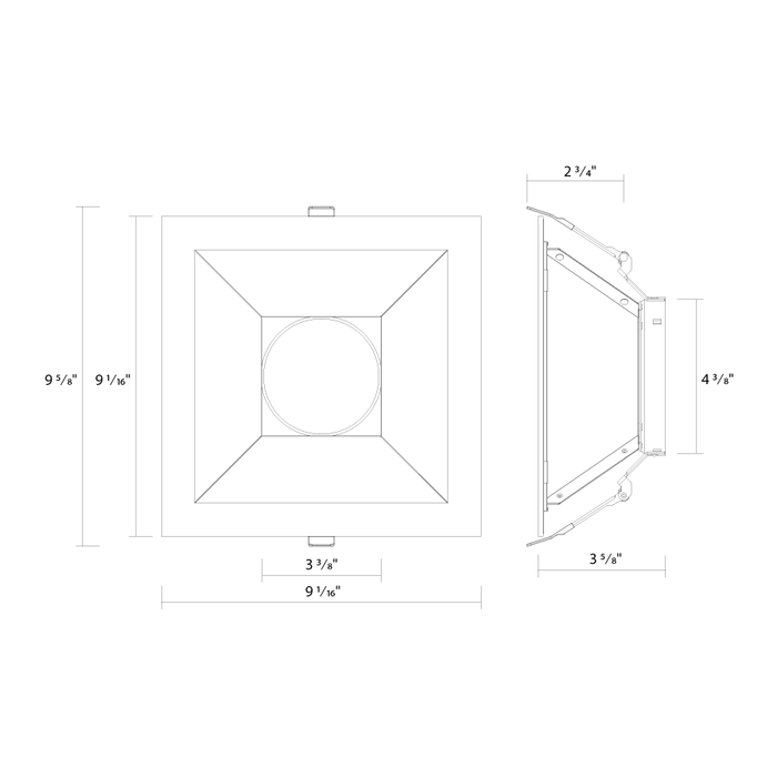 RAB ND22 8 Inch Square Trim White Cone White Flange (ND22T-8SW)