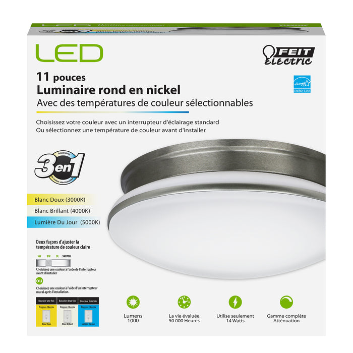 Feit Electric 11 Inch Round 3-In-1 CCT Selectable 3000K/4000K/5000K Puff LED Ceiling Fixture (PF11/RND/4WY/NK)