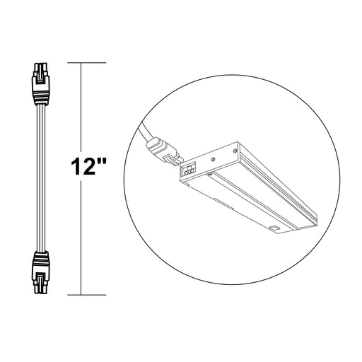 NICOR NUC-4 Series 12 Inch White Linkable Extension Cable For NUC-4 Linkable Under-Cabinet Lights (NUC-4-JUMPER-12-WH)