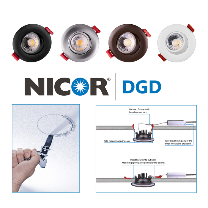 NICOR 2 Inch LED Gimbal Recessed Downlight Black 4000K (DGD211204KRDBK)