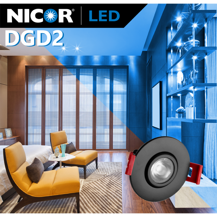NICOR 2 Inch LED Gimbal Recessed Downlight Nickel 2700K (DGD211202KRDNK)