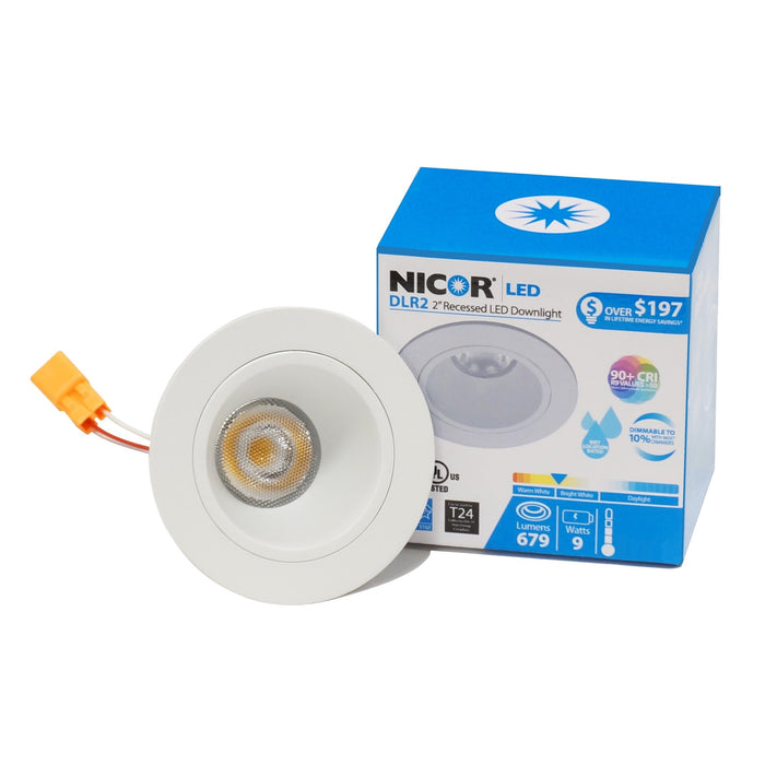 NICOR DLR2 Series 2 Inch Retrofit LED Downlight White 2700K (DLR2-10-120-2K-WH)