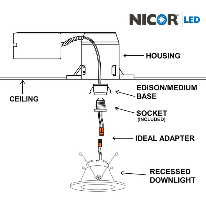 NICOR DLG56 Series 5 Inch/6 Inch LED Gimbal Downlight Retrofit Kit 2700K White (DLG56-10-120-2K-WH)