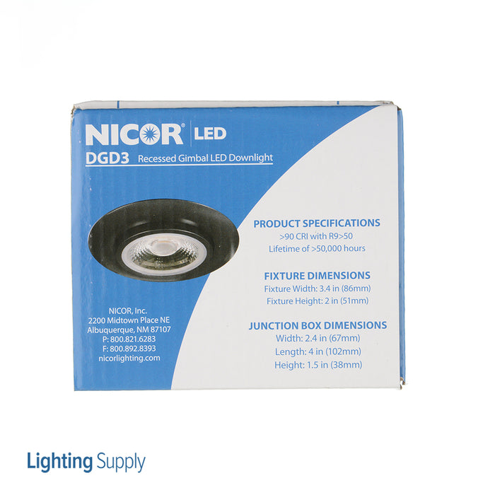 NICOR 3 Inch LED Gimbal Recessed Downlight Black 2700K (DGD311202KRDBK)