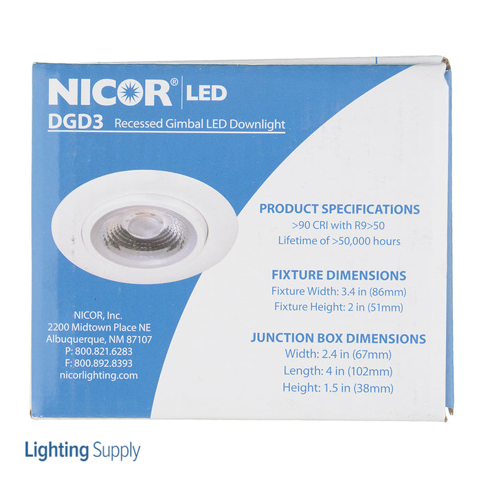 NICOR 3 Inch LED Gimbal Recessed Downlight White 3000K (DGD311203KRDWH)