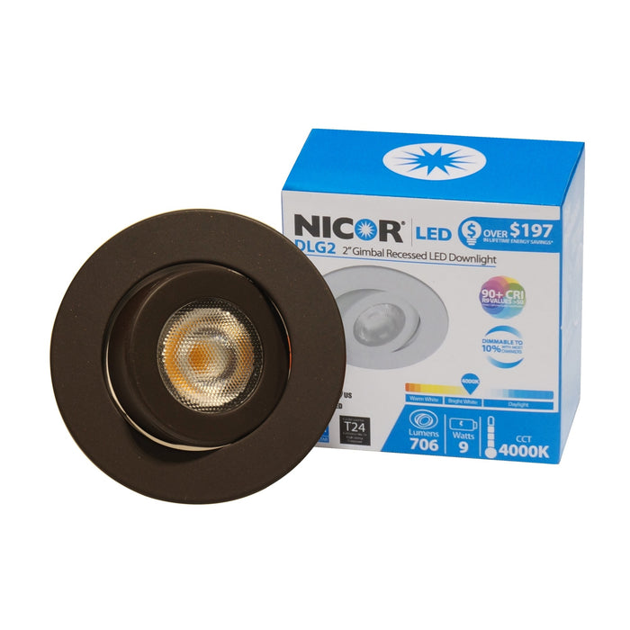 NICOR DLG2 Series 2 Inch LED Gimbal Downlight Oil-Rubbed Bronze 3000K (DLG2-10-120-3K-OB)