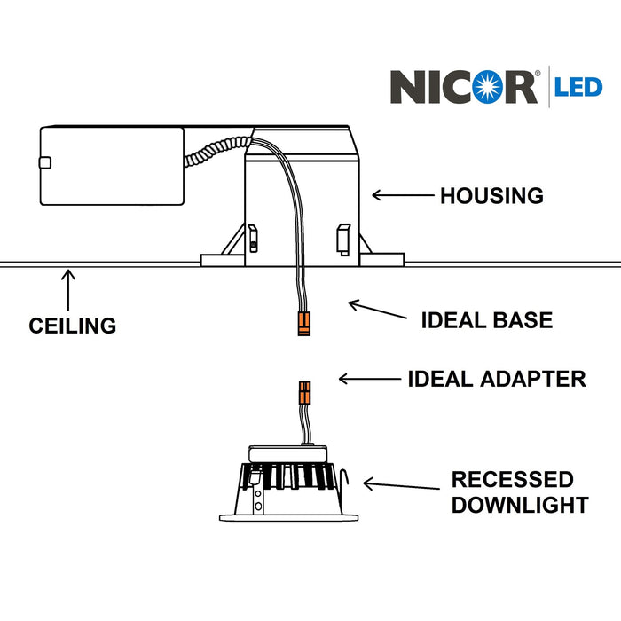 NICOR DQR Series 2 Inch Square LED Downlight With Baffle Trim Nickel 3000K (DQR2-10-120-3K-NK-BF)
