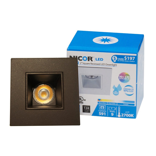 NICOR DQR Series 2 Inch Square LED Downlight Oil-Rubbed Bronze 3000K (DQR2-10-120-3K-OB)