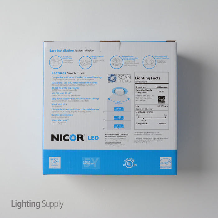 NICOR DLG56 Series 5 Inch/6 Inch LED Gimbal Downlight Retrofit Kit 3000K Oil-Rubbed Bronze (DLG56-10-120-3K-OB)