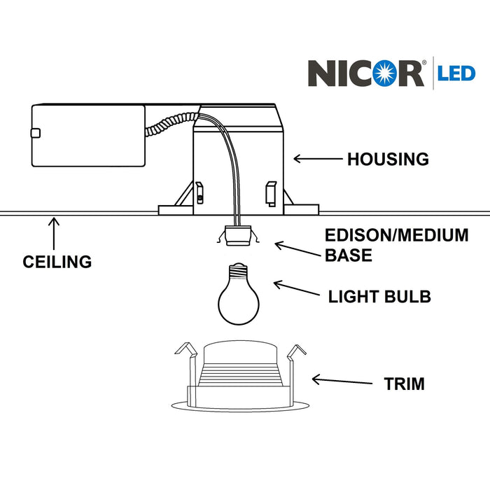 NICOR 4 Inch Nickel Baffle Trim For 4 Inch Housings (19501NK)