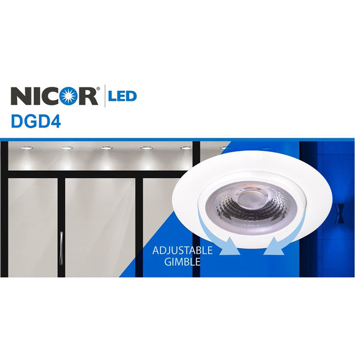 NICOR 4 Inch LED Gimbal Recessed Downlight White 4000K (DGD411204KRDWH)