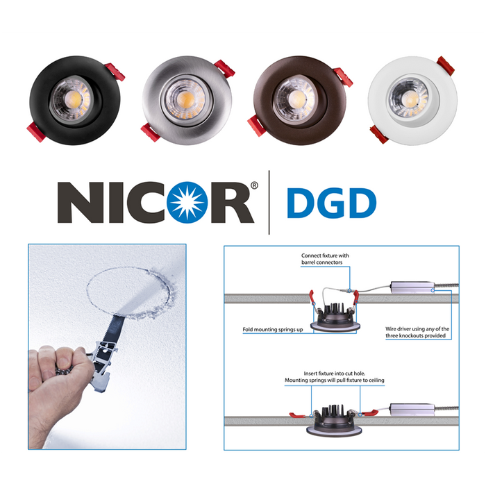 NICOR 4 Inch LED Gimbal Recessed Downlight White 4000K (DGD411204KRDWH)