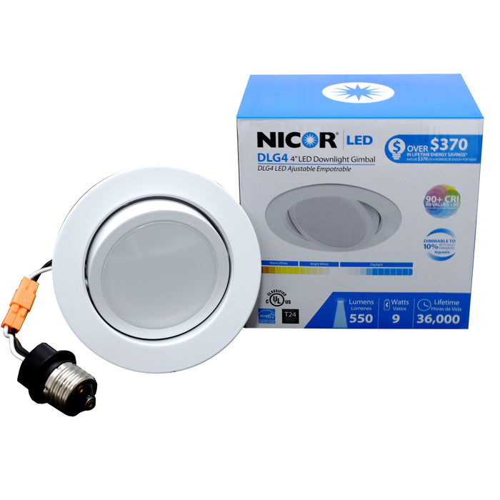 NICOR DLG4 Series 4 Inch LED Gimbal Downlight Retrofit Kit 4000K (DLG4-10-120-4K-WH)