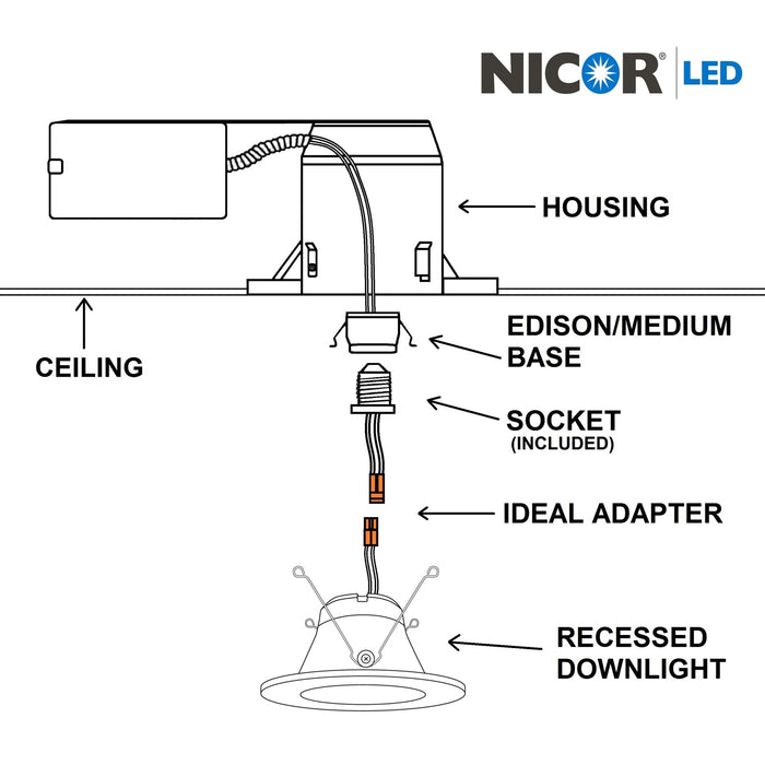 NICOR DLG56 Series 5 Inch/6 Inch LED Gimbal Downlight Retrofit Kit 4000K White (DLG56-10-120-4K-WH)
