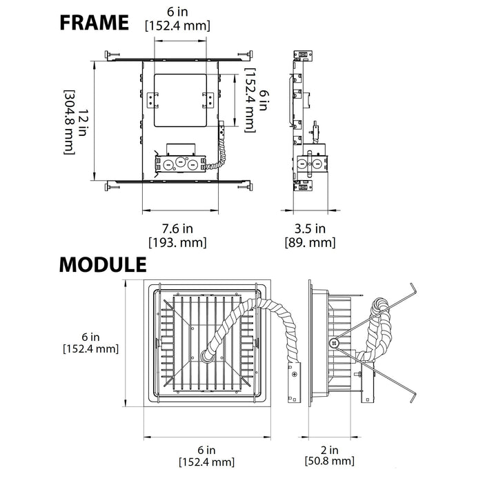 NICOR DLQ5 Series 5 Inch Square New Construction Downlight Kit With Housing 3000K (DLQ5-10-120-3K-WH)