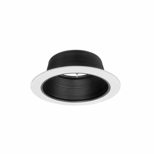 NICOR 6 Inch Black Recessed Baffle Trim With 1 Inch White Trim Ring (17503)