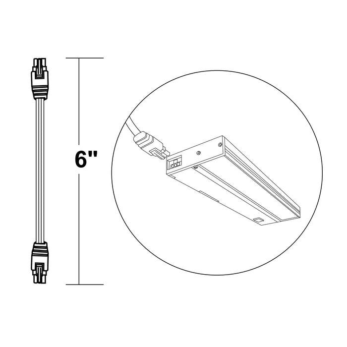 NICOR NUC-4 Series 6 Inch White Linkable Extension Cable For NUC-4 Linkable Under-Cabinet Lights (NUC-4-JUMPER-06-WH)