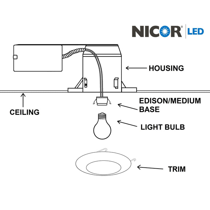 NICOR 6 Inch Nickel Recessed Shower Trim With Albalite Lens (17505NK)