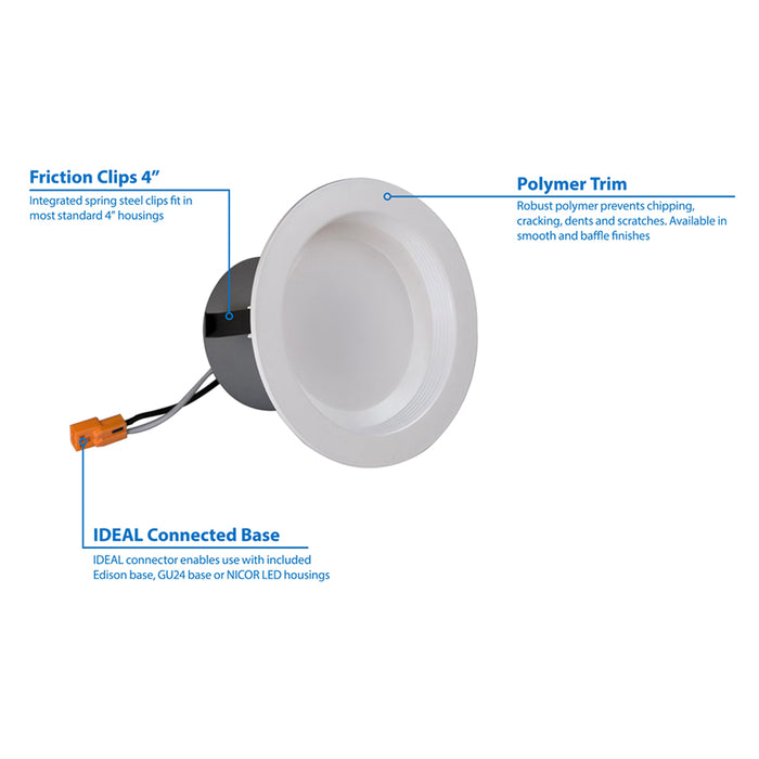 NICOR DCR4 Series 4 Inch LED Recessed Downlight Retrofit Light Fixture Black 4000K (DCR41061204KBK)