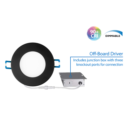 NICOR DLE3 Series 3 Inch Round Black Flat Panel LED Downlight 5000K (DLE321205KRDBK)