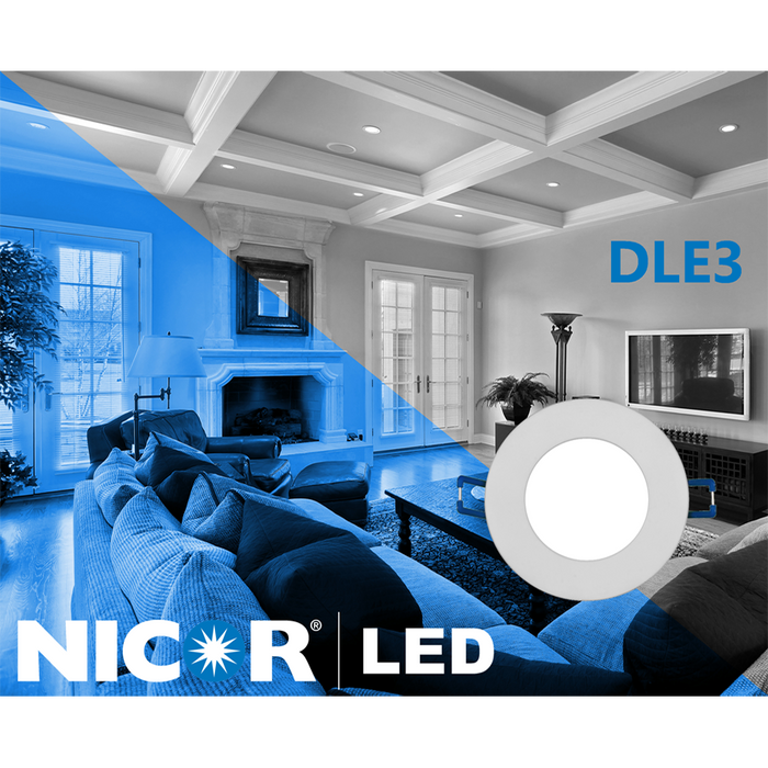 NICOR DLE3 Series 3 Inch Round Nickel Flat Panel LED Downlight 4000K (DLE321204KRDNK)