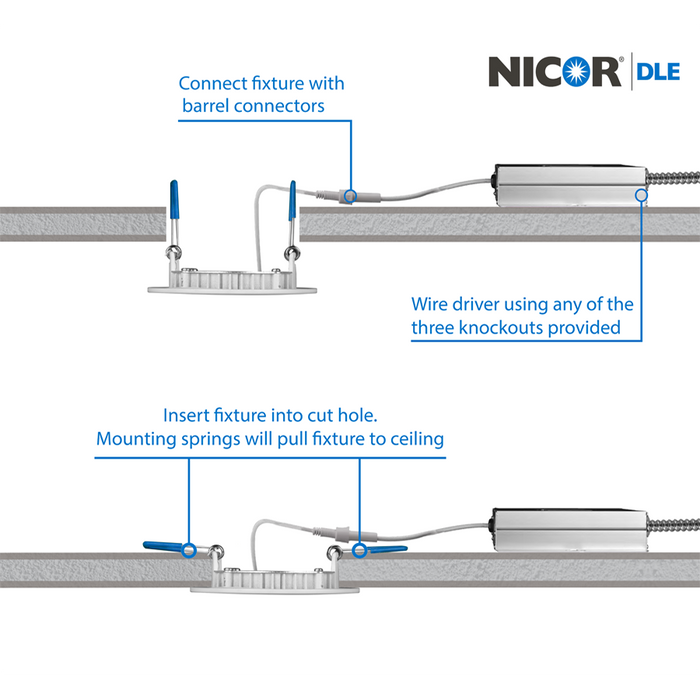 NICOR DLE4 Series 4 Inch Square Black Flat Panel LED Downlight 4000K (DLE421204KSQBK)