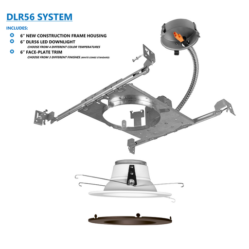 NICOR DLR56 V5 5 Inch/6 Inch Oil-Rubbed Bronze Recessed LED Downlight System 1200Lm 3000K (DLR565SYS123KOB)