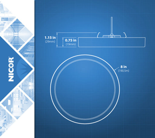 NICOR DSE 8-Inch 15.6W Black Round LED Surface Mount Downlight CCT Selectable 2700K/3000K/3500K/4000K/5000K 120V (DSE83120SRDBK)